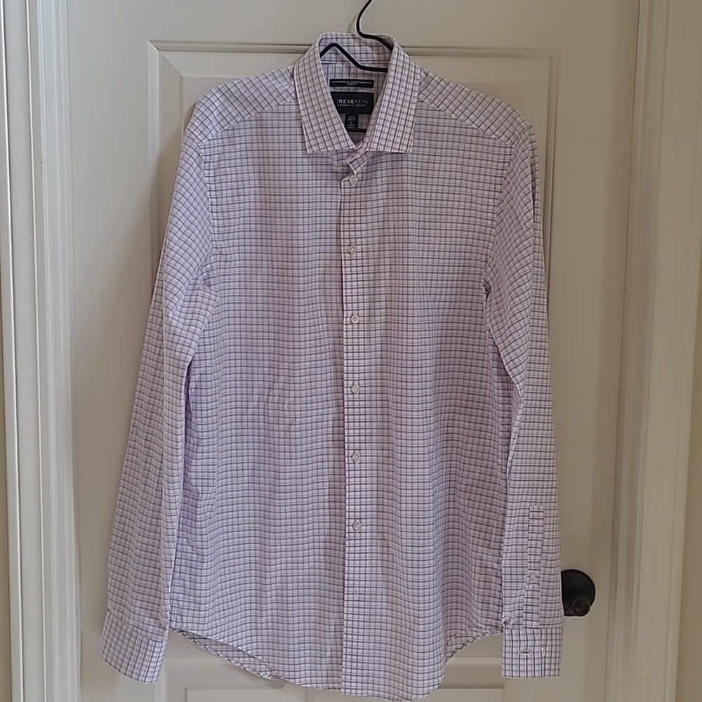 NWOT Kenneth Cole Plaid Dress Shirt 16.5 36/37
